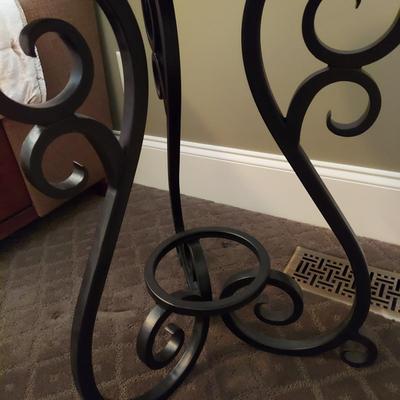 Round Side Table w/ Wrought Iron Base (P-BBL)