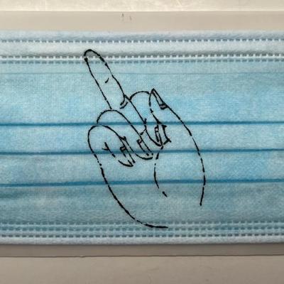 AI WEIWEI - WOMAN'S MIDDLE FINGER MASK - RARE - NEW IN CLEAR ENVELOPE