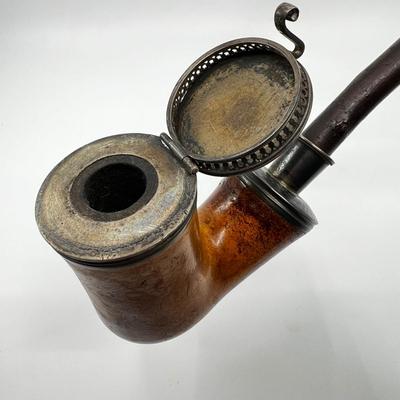 842 Antique Silver & Meerschaum Pipe