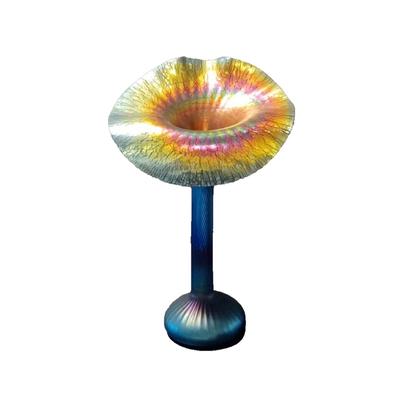 LUNDBERG Studios Art Glass JACK IN THE PULPIT Aurene Blue Iridescent Vase