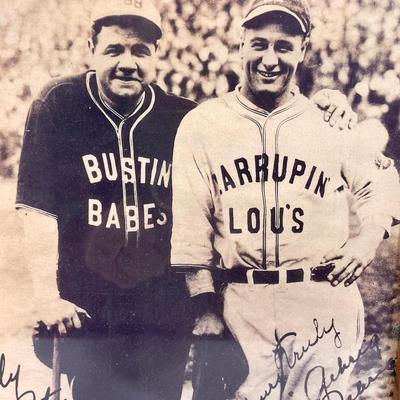 Babe Ruth + Lou Gehrig 8x10 Signed Framed Baseball Players Photo