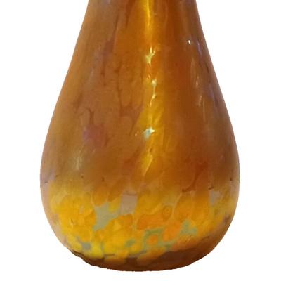 LUNDBERG Studios Art Glass Gold Aurene Iridescent Vase 7 1/2