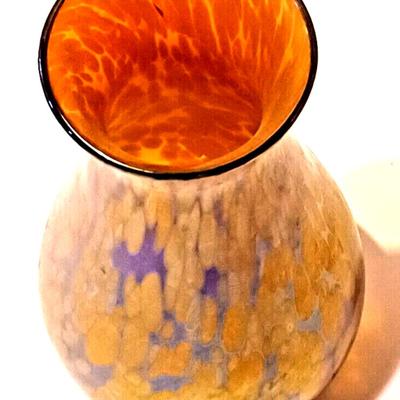 LUNDBERG Studios Art Glass Gold Aurene Iridescent Vase 7 1/2