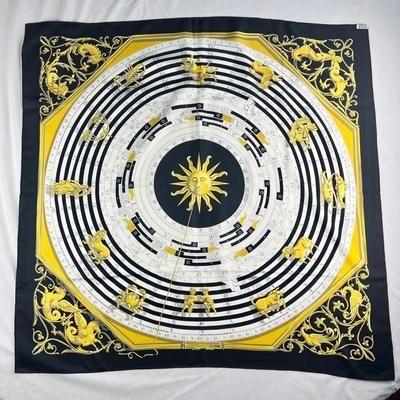 132 Authentic HERMÃˆS Carre 90 Silk Scarf Astrologie - A Dies Et Here by FranÃ§oise FaÃ§onnet 1963