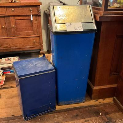 625 Two Vintage Industrial Metal Waste Can