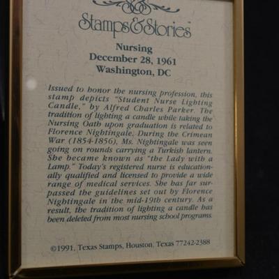 Framed Vintage 4 Cent Nursing Stamp 1961