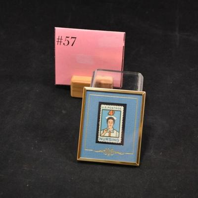 Framed Vintage 4 Cent Nursing Stamp 1961