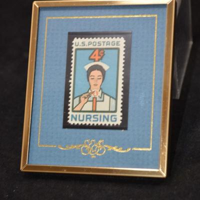 Framed Vintage 4 Cent Nursing Stamp 1961