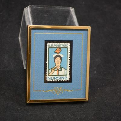 Framed Vintage 4 Cent Nursing Stamp 1961