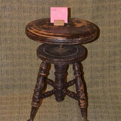 Antique Glass Ball & Claw Adjustable Piano Stool AS IS