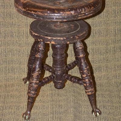 Antique Glass Ball & Claw Adjustable Piano Stool AS IS