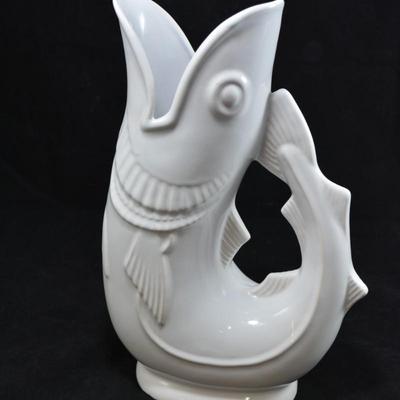 Vintage Shreve White Ceramic Gurgling Fish Pitcher