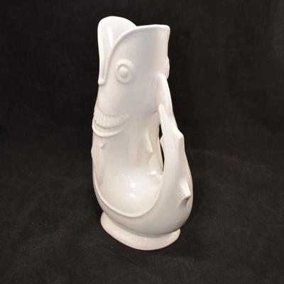Vintage Shreve White Ceramic Gurgling Fish Pitcher