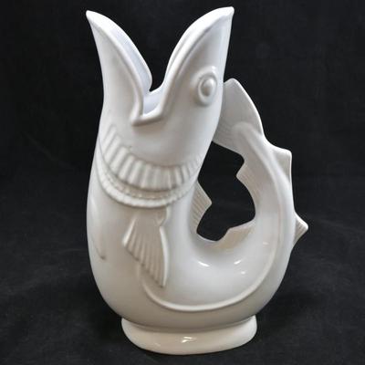 Vintage Shreve White Ceramic Gurgling Fish Pitcher