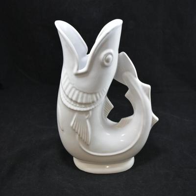 Vintage Shreve White Ceramic Gurgling Fish Pitcher