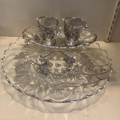 633 Antique Victorian Glass Water Pitcher with Victorian Glass Flower Basket and more
