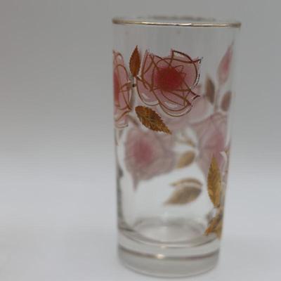 Pink Roses Drinking Glasses Set of (7)