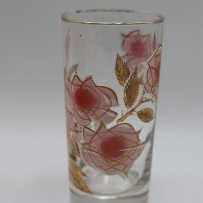Pink Roses Drinking Glasses Set of (7)