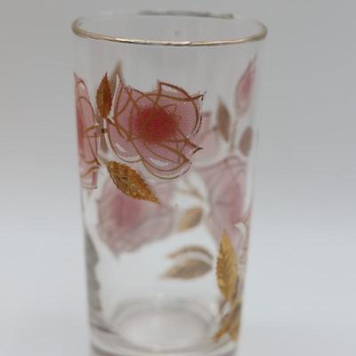Pink Roses Drinking Glasses Set of (7)