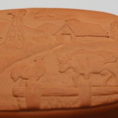 Vintage Terracotta Roasting Pan Cookware W/ Lid