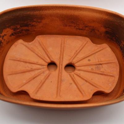 Vintage Terracotta Roasting Pan Cookware W/ Lid