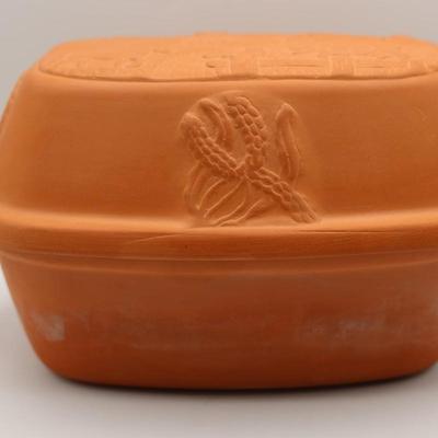 Vintage Terracotta Roasting Pan Cookware W/ Lid