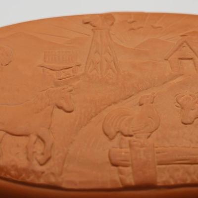 Vintage Terracotta Roasting Pan Cookware W/ Lid