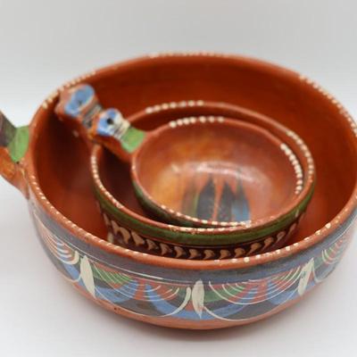Mexican Terracotta Red Clay Nesting Bowls Set of (3)