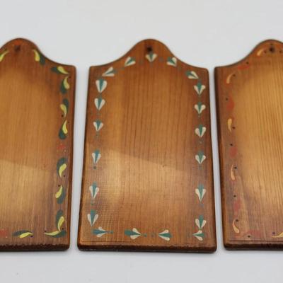(3) Wood Boards in Holder