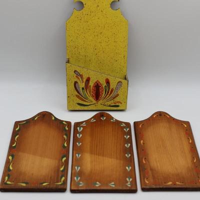 (3) Wood Boards in Holder