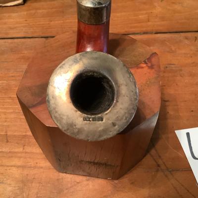 649 Vintage Silver Tipped and Banded Pipe with Hallmarks