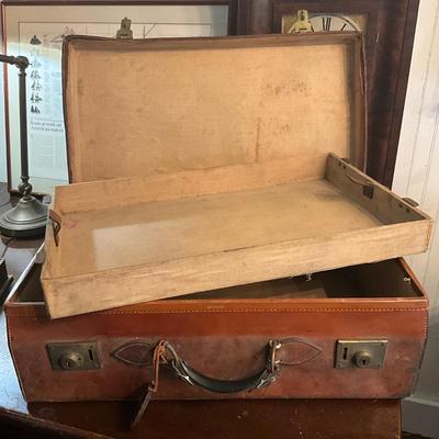 945 Vintage Leather Suitcase with Tray