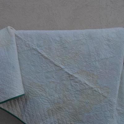 Pink and Green Hand Pieced & Hand Stitched Lone Star Quilt AS IS 70"x80"