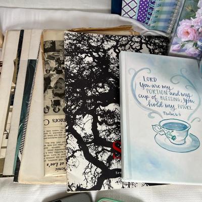 Vintage note pads, decor signs, tea pots
