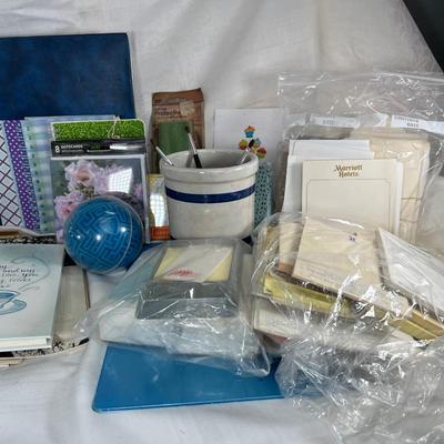 Vintage note pads, decor signs, tea pots