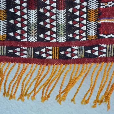 Stunning Wool Ornate Woven Colorful Mexican Rug 70"x51"