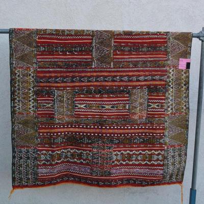 Stunning Wool Ornate Woven Colorful Mexican Rug 70"x51"