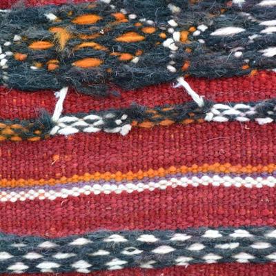 Stunning Wool Ornate Woven Colorful Mexican Rug 70"x51"