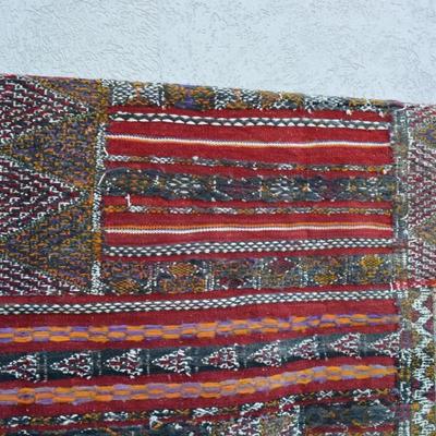 Stunning Wool Ornate Woven Colorful Mexican Rug 70"x51"