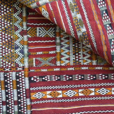 Stunning Wool Ornate Woven Colorful Mexican Rug 70"x51"
