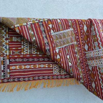 Stunning Wool Ornate Woven Colorful Mexican Rug 70"x51"