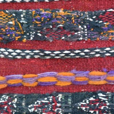 Stunning Wool Ornate Woven Colorful Mexican Rug 70"x51"
