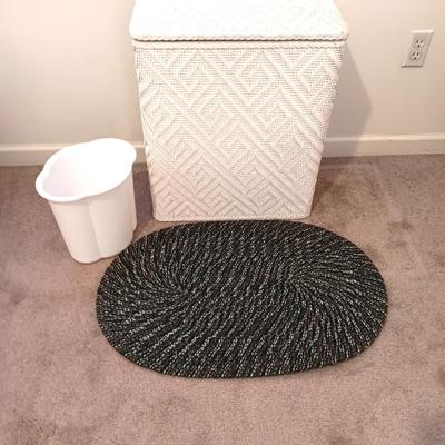 Laundry Hamper - Trash can - and braided throw rug