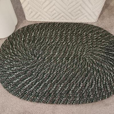 Laundry Hamper - Trash can - and braided throw rug