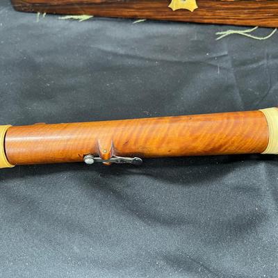 Early 19th century bone/ wood Flute, 1970 fiber flowers