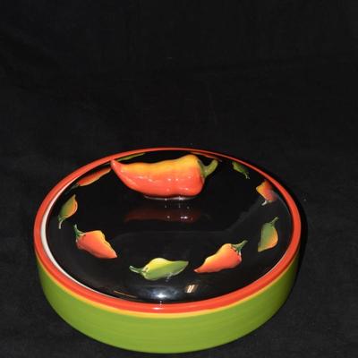 Vintage Clay Art Fiesta Hand Painted Pepper Tortilla Warmer