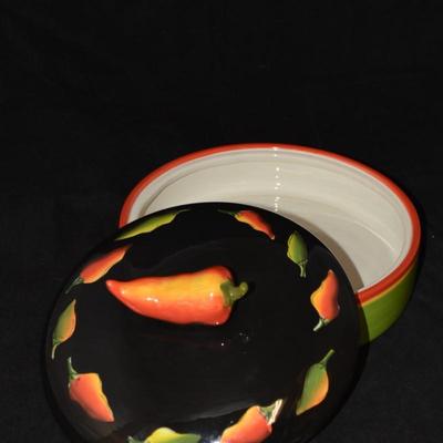 Vintage Clay Art Fiesta Hand Painted Pepper Tortilla Warmer