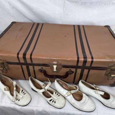 Vintage Metal suitcase with Hats and bags