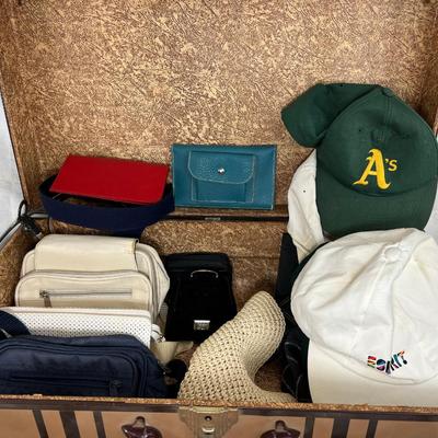 Vintage Metal suitcase with Hats and bags