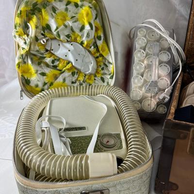 Vintage Metal suitcase with Hats and bags